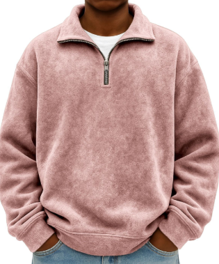 Men's Fashion Retro Stand Collar Zipper Hole Sweatshirt