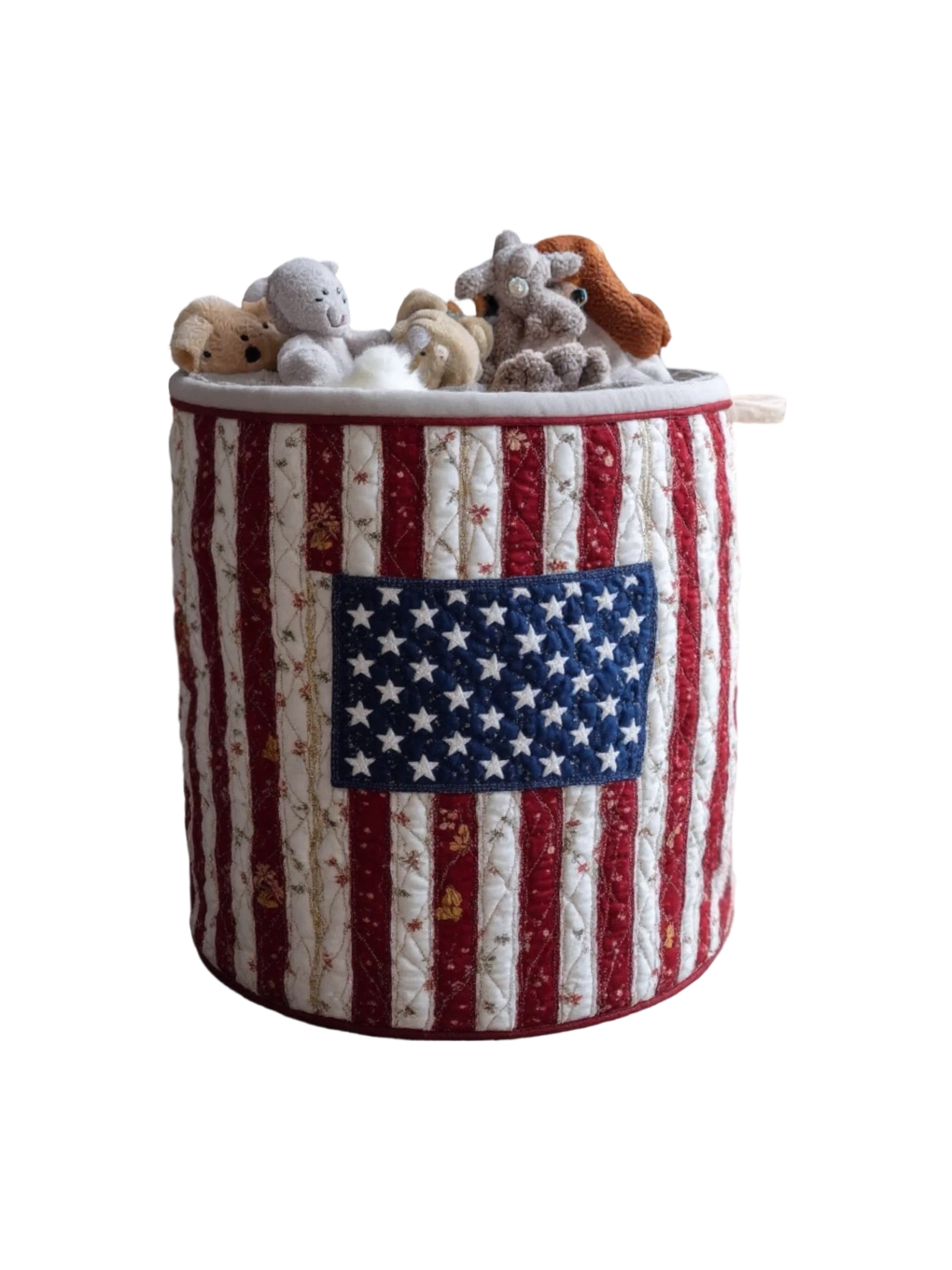 Vintage Stars and Stripes Patchwork Laundry Basket