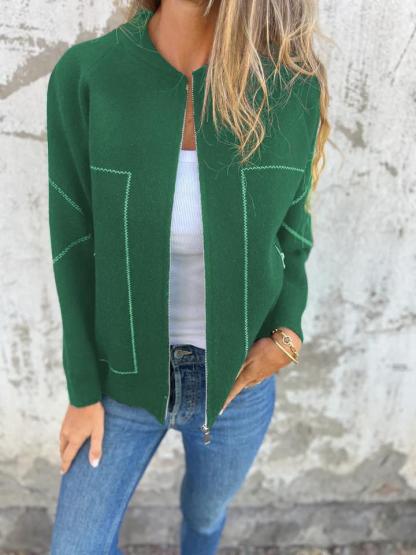 CLEARANCE SALE🔥Casual Round Neck Zipper Thin Jacket