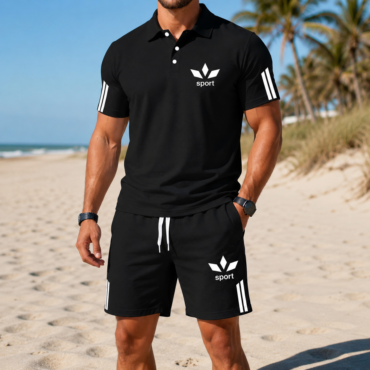 ⏰ Last Day: 50% Off! 🔥 Men's Summer Set with Polo Shirt and Shorts