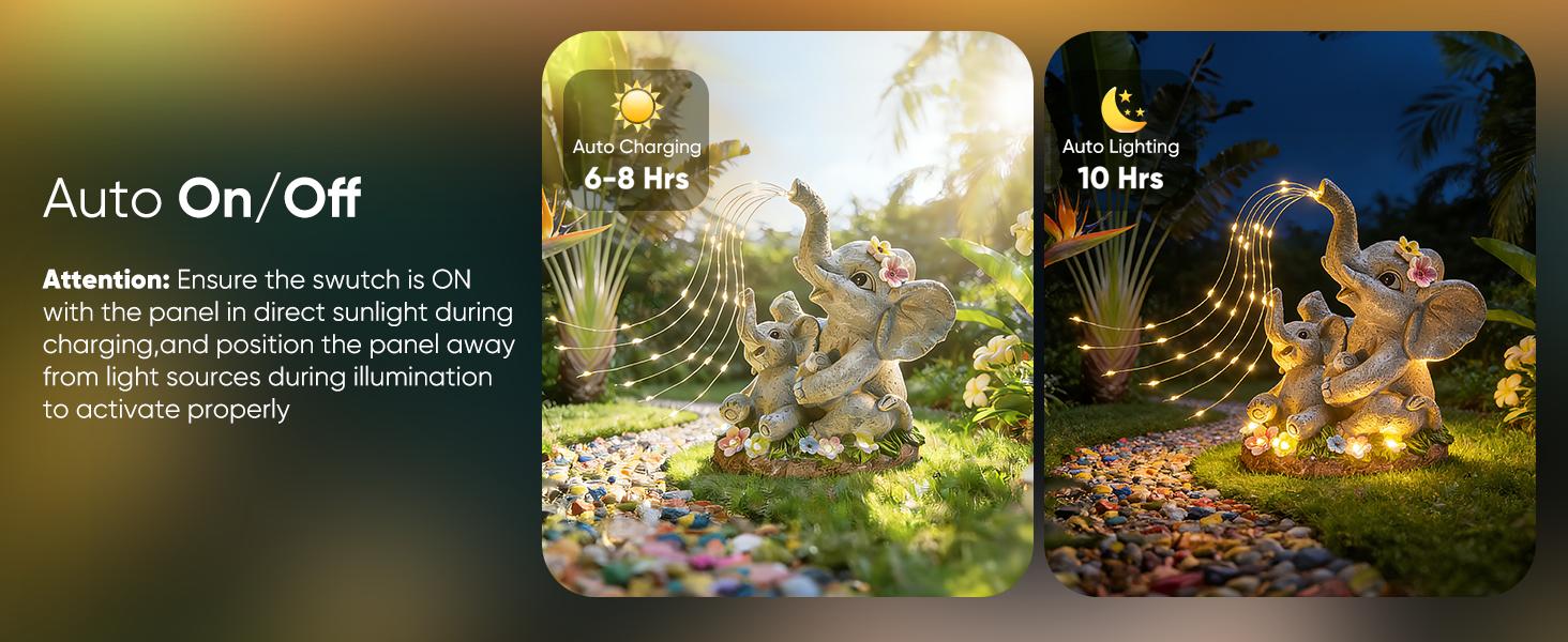 Solar Garden Decor Elephant Statues with Guitar Lights, Unique Outdoor Garden Gifts for Mom, Birthday Housewarming Gifts and Yard Lawn Balcony Decoration summervibes