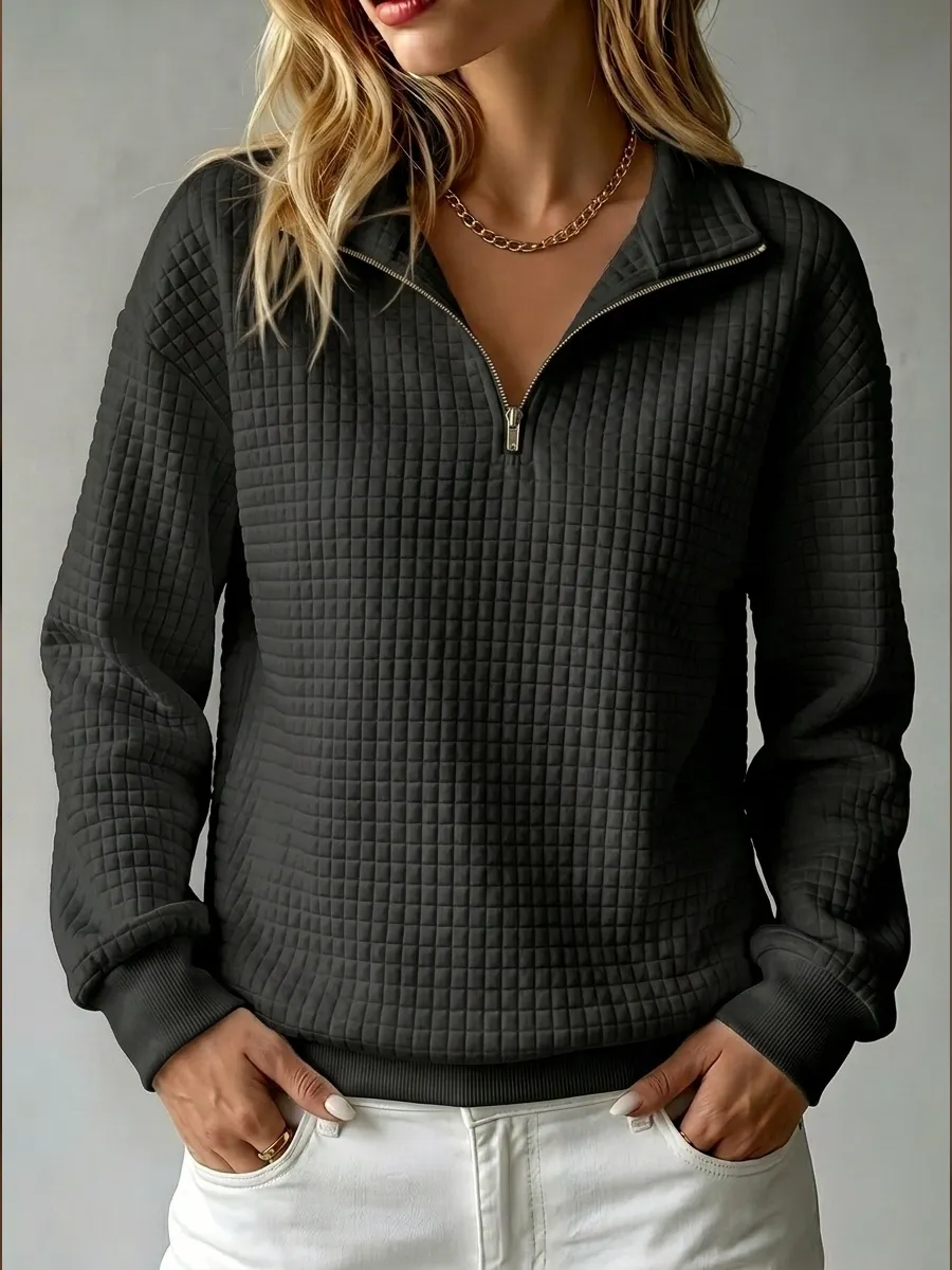 CLEARANCE SALE🔥50% OFF🔥 Women's Casual Quilted 1/4 Zip Sweatshirt