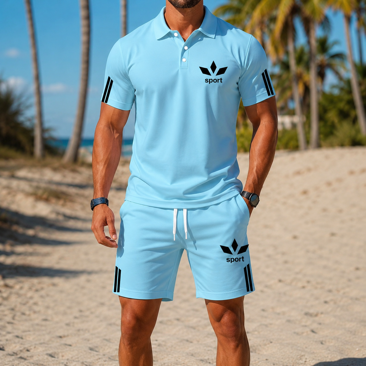 ⏰ Last Day: 50% Off! 🔥 Men's Summer Set with Polo Shirt and Shorts