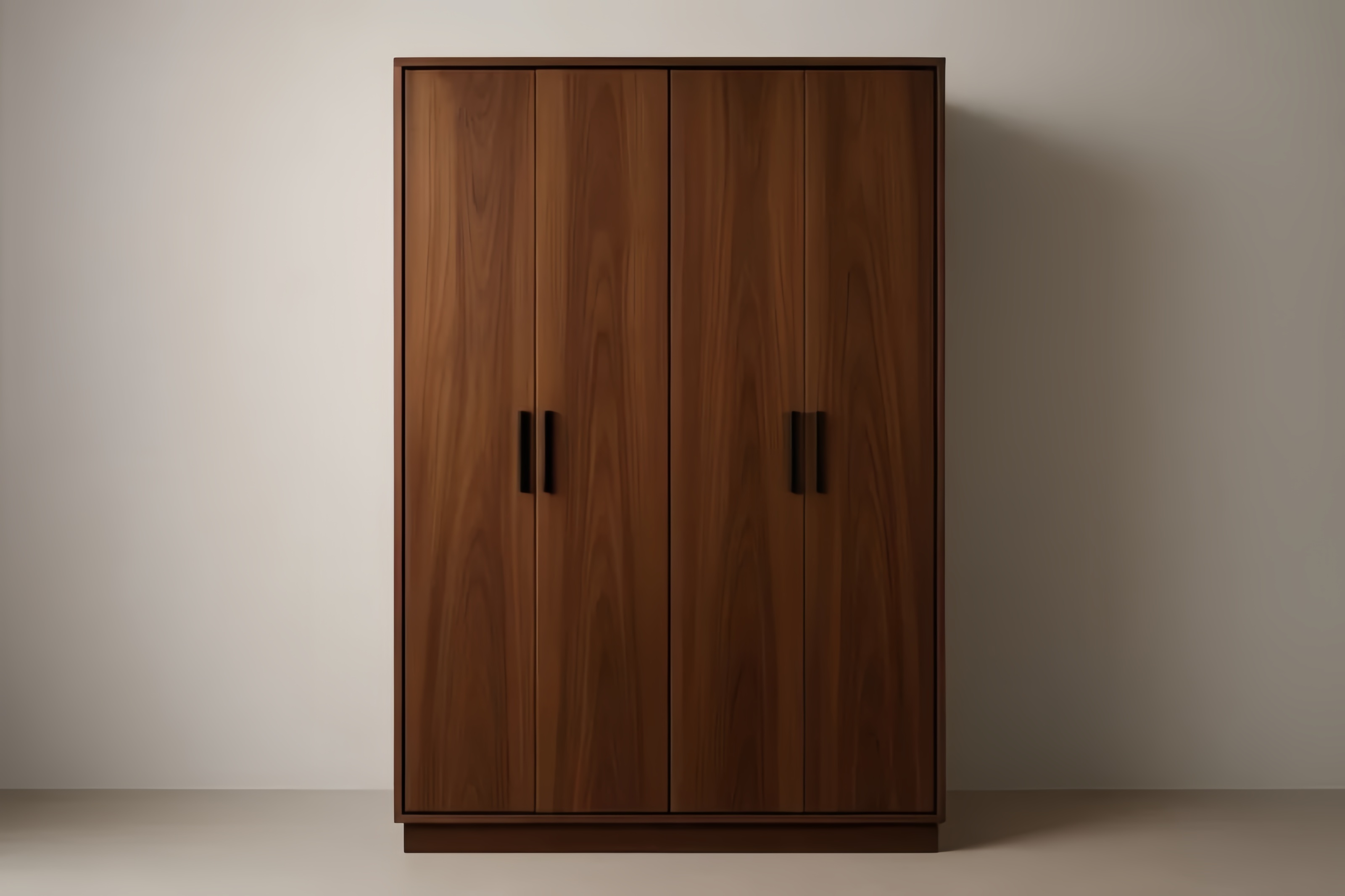 Armoire 150x60x200 cm en noyer vernis mat 4 portes