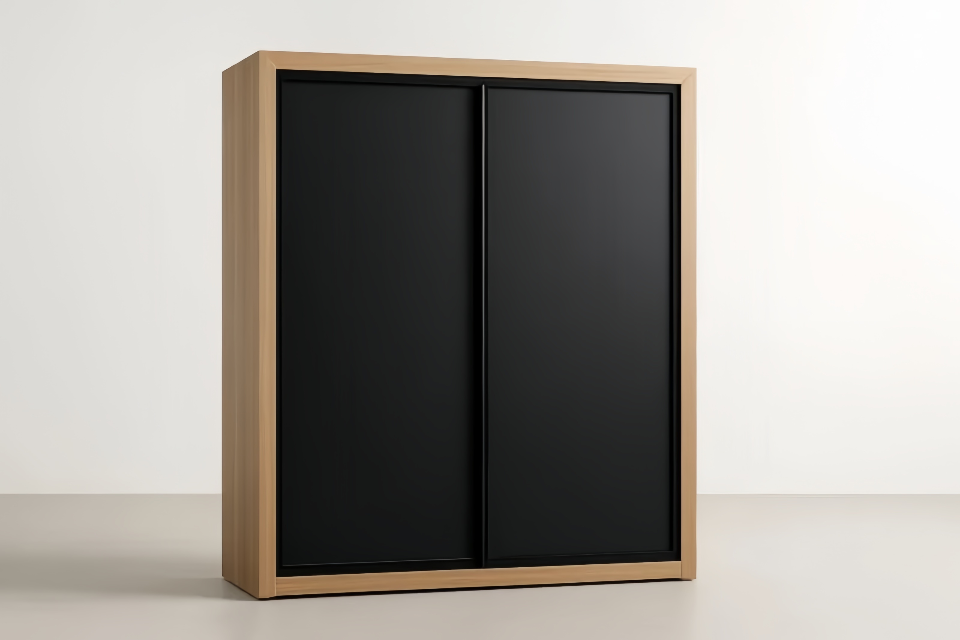 Armoire en Bois et Noir avec Portes Coulissantes 200x60x210 cm