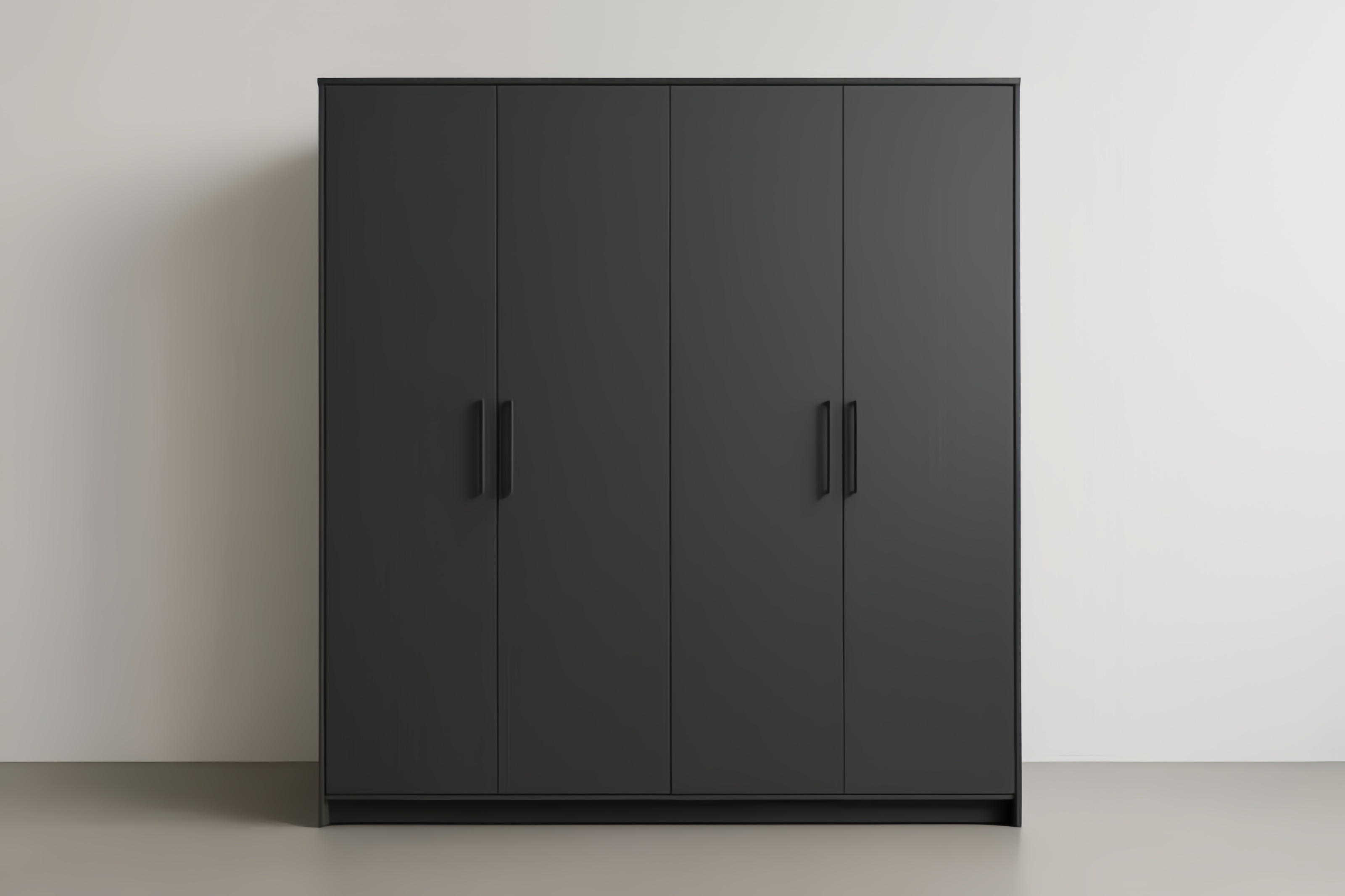 Armoire 180x60x200 cm noire panneaux de particules 4 portes