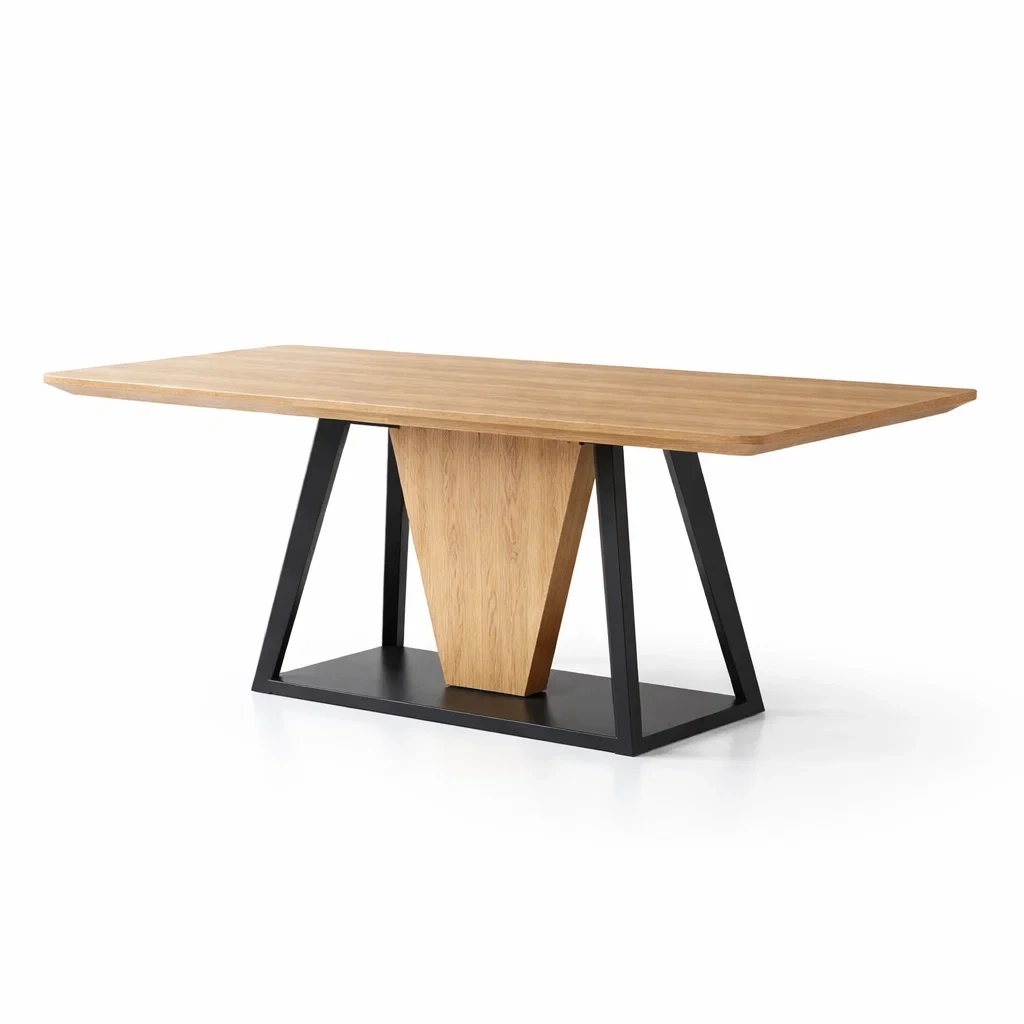 Tavolo rettangolare in Legno e Metallo Nero 200x90x75 cm-luxeloftdesign