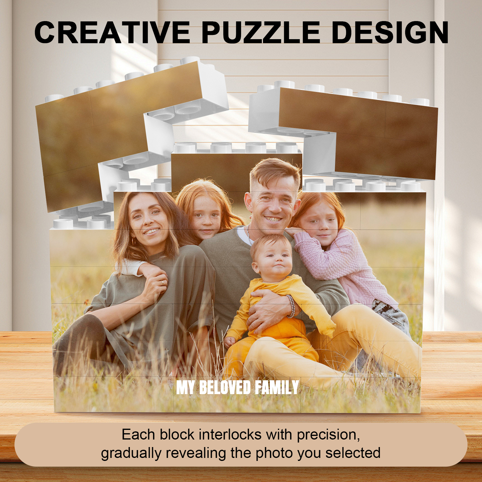 Custom Personalized Building Brick Block with Photo and text