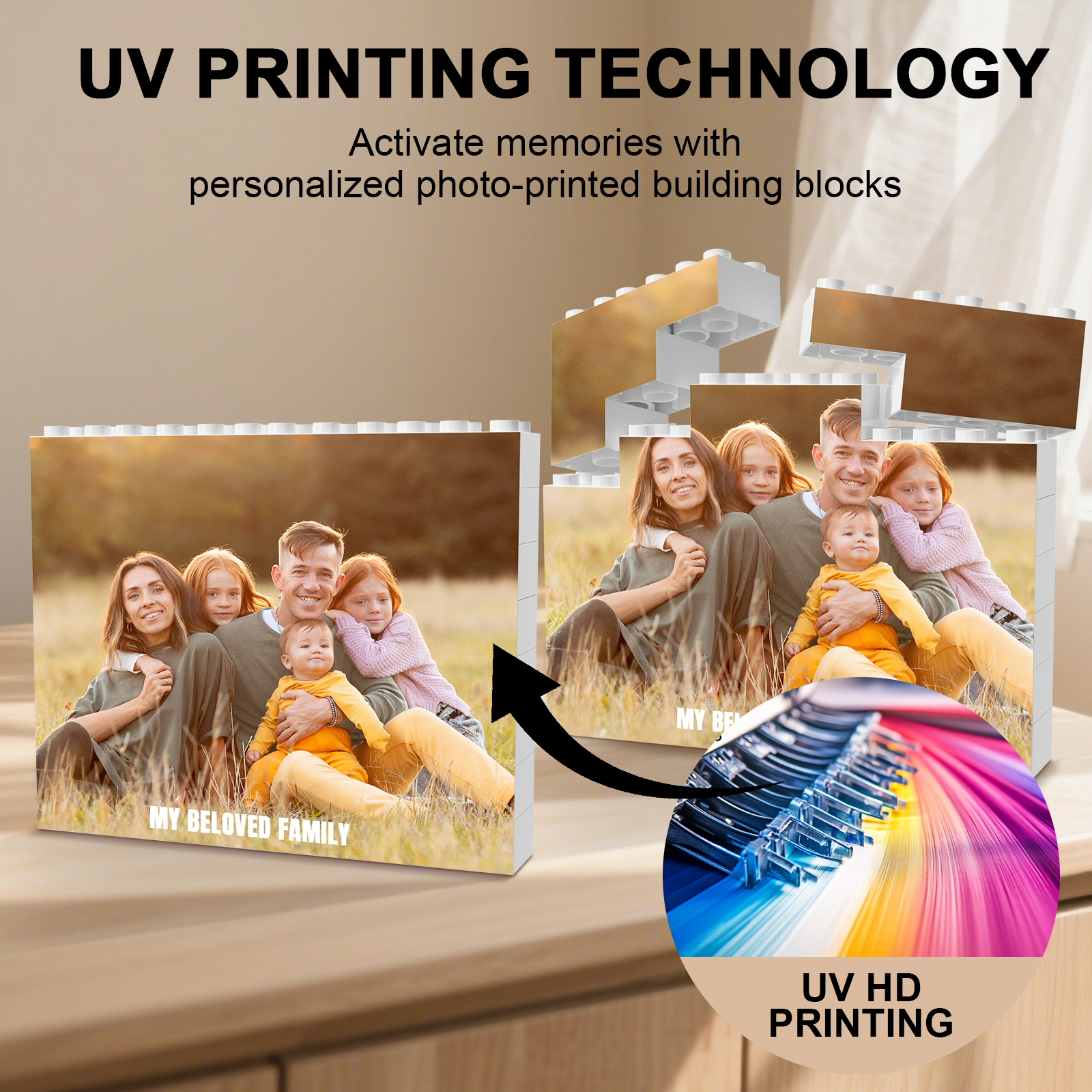 Custom Personalized Building Brick Block with Photo and text