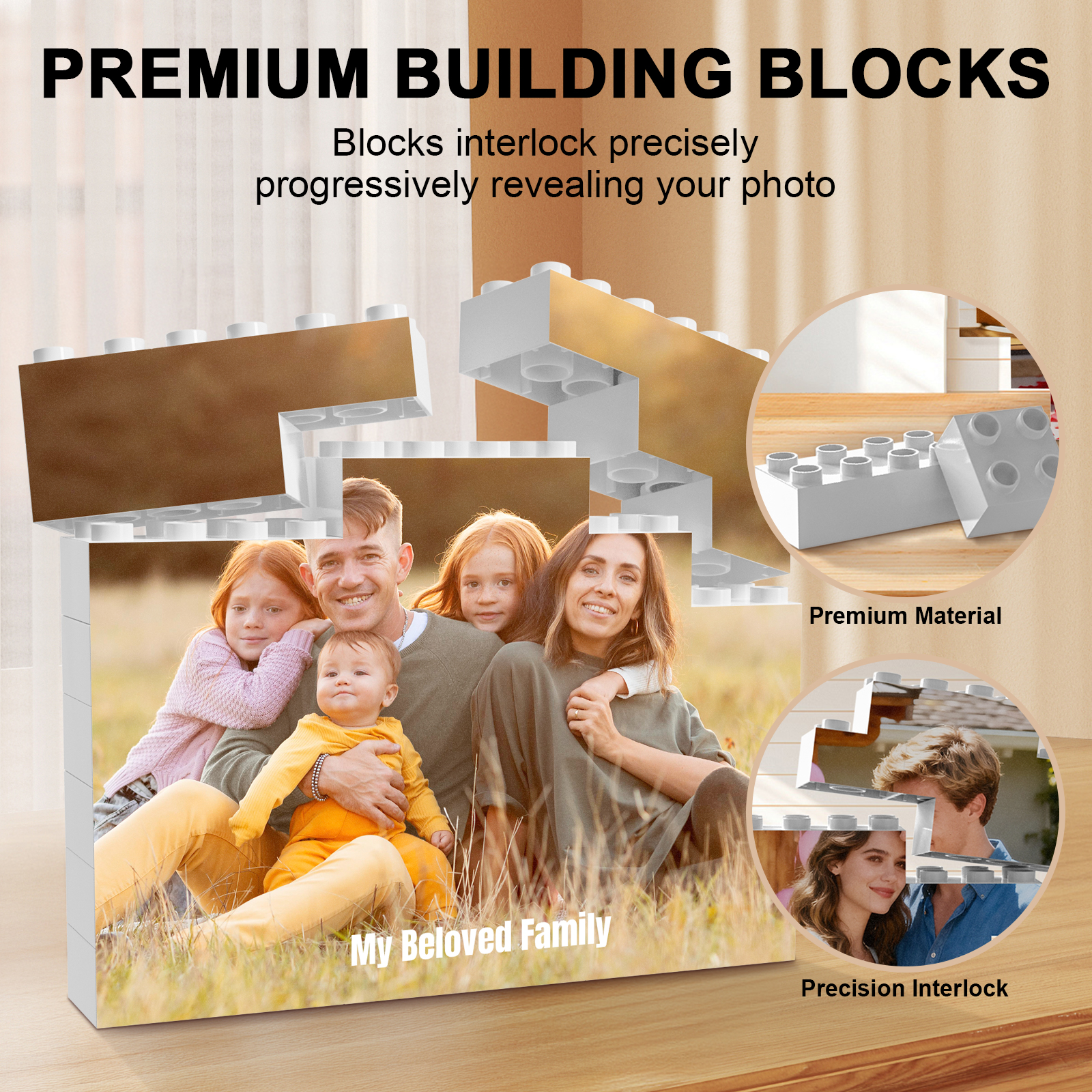 Custom Personalized Building Brick Block with Photo and text