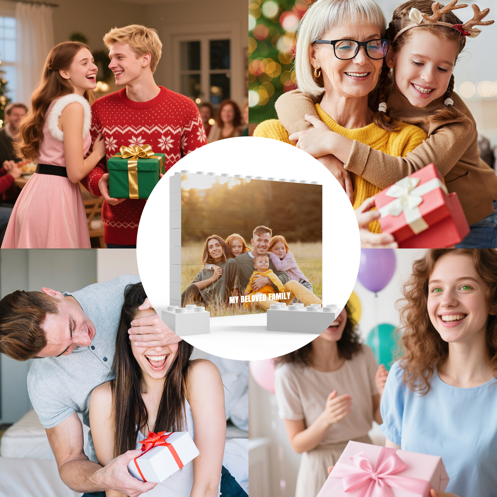 Custom Personalized Building Brick Block with Photo and text