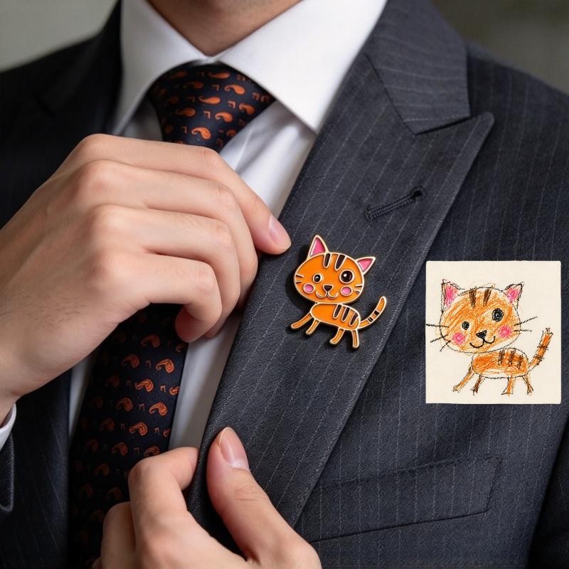 Custom-designed multicolored pattern lapel badge brooch