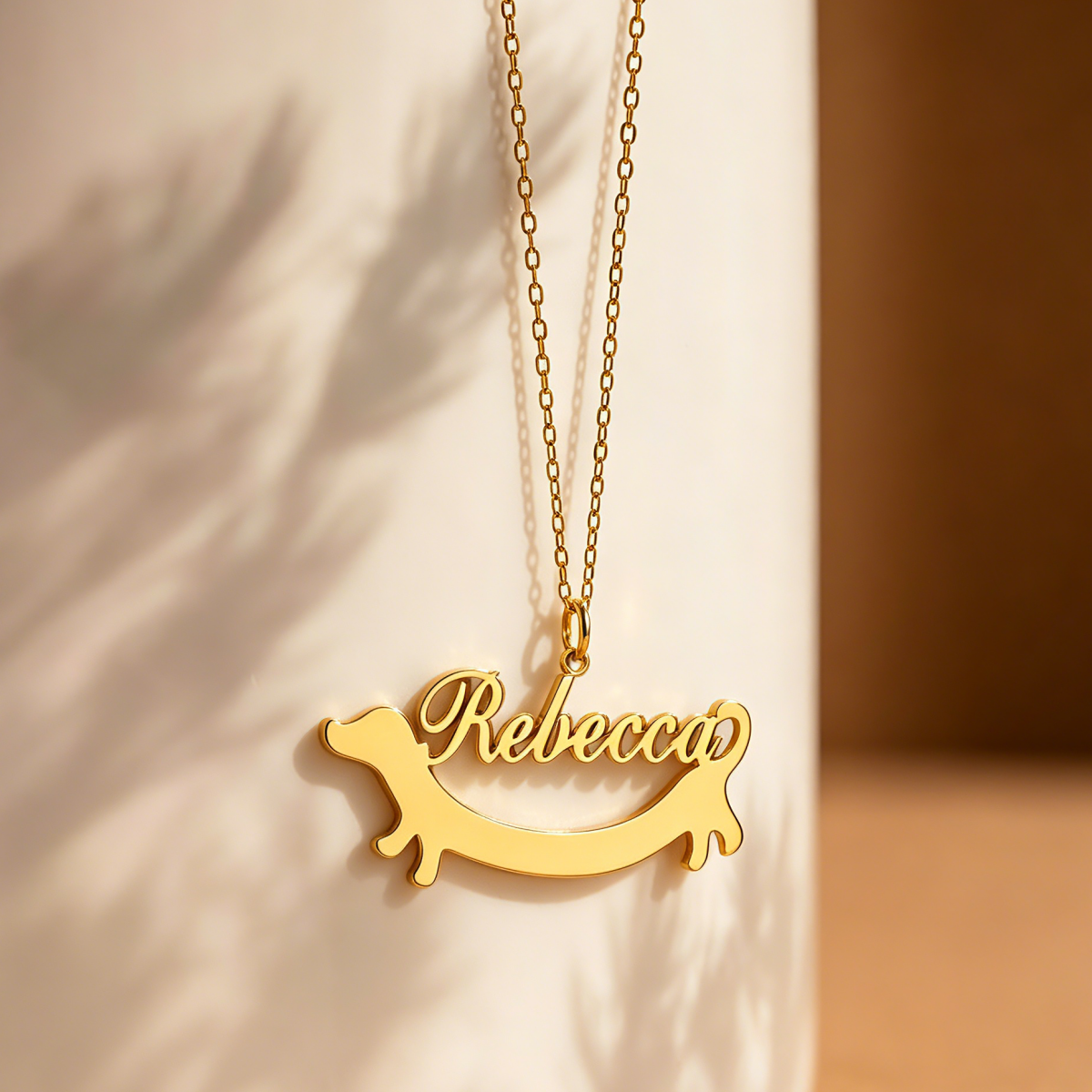 ND0960 Dachshund Name Necklace