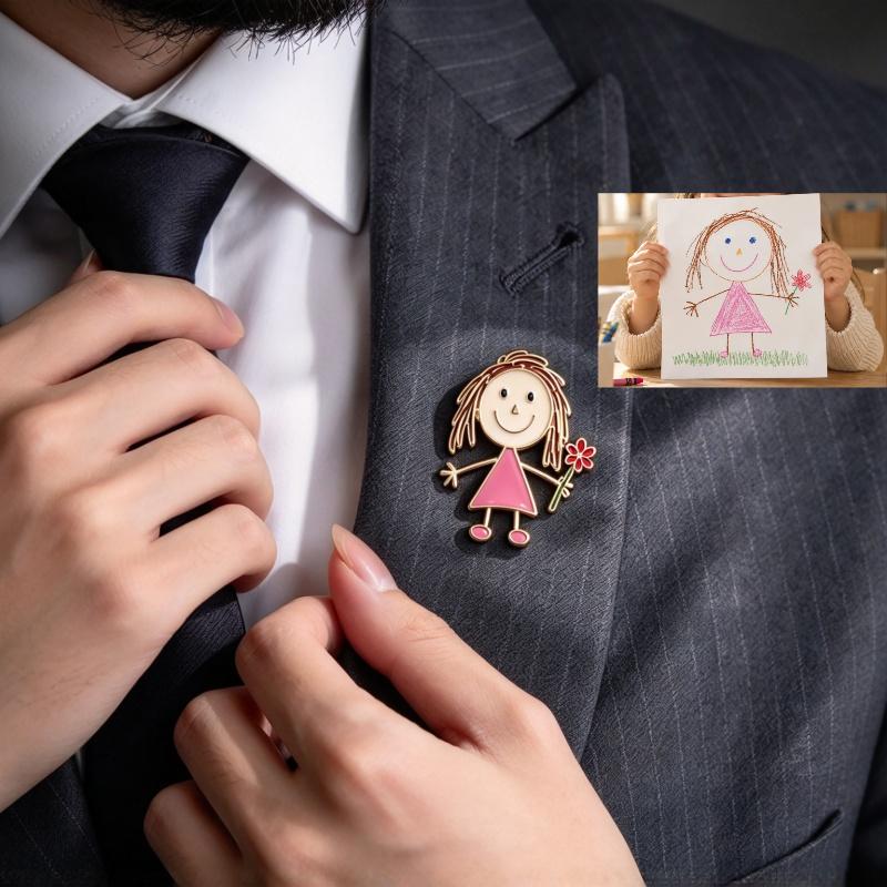 Personalized custom minimalist painted‑pattern badge pin brooch
