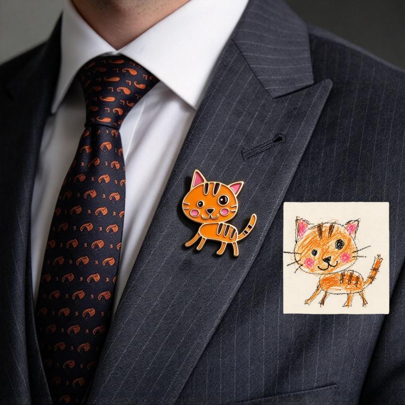Custom-designed multicolored pattern lapel badge brooch