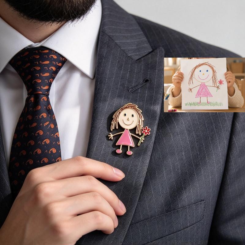 Personalized custom minimalist painted‑pattern badge pin brooch