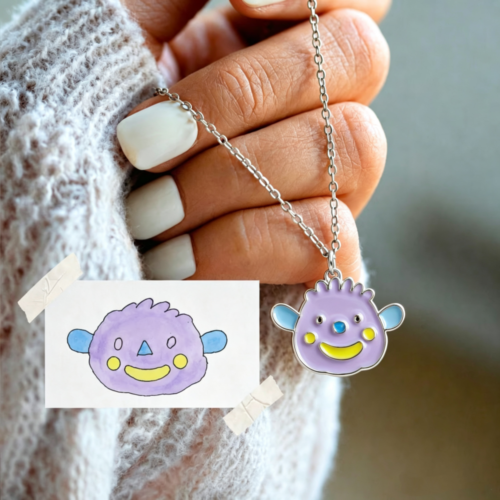 Custom Kids Drawing Pendant Necklace