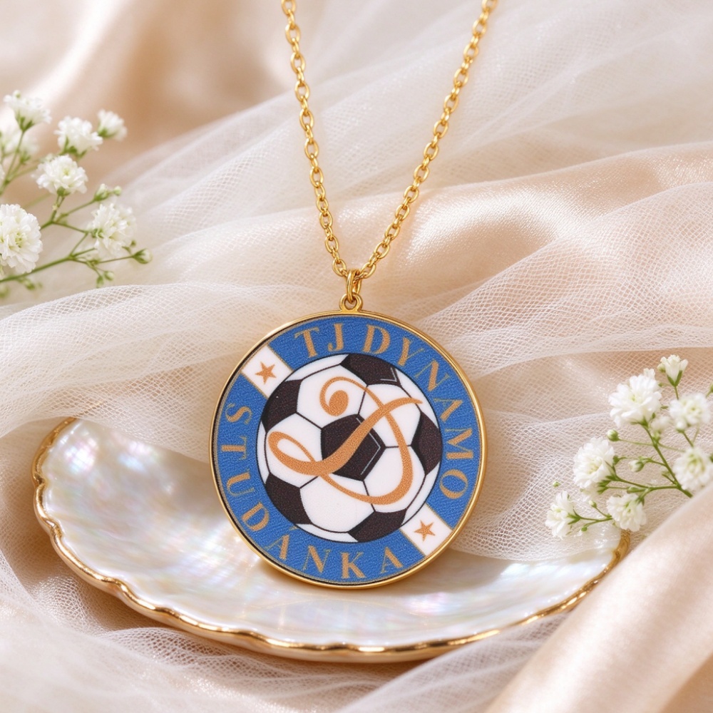 MOJO DROPS Custom stainless steel necklace with colorful logo design