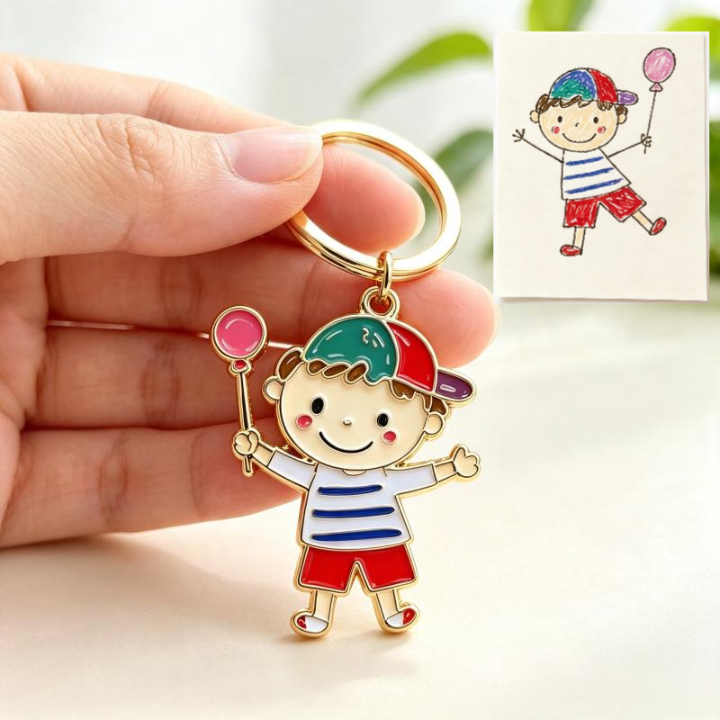 Custom cartoon‑style hand‑painted keychain with colorful designs