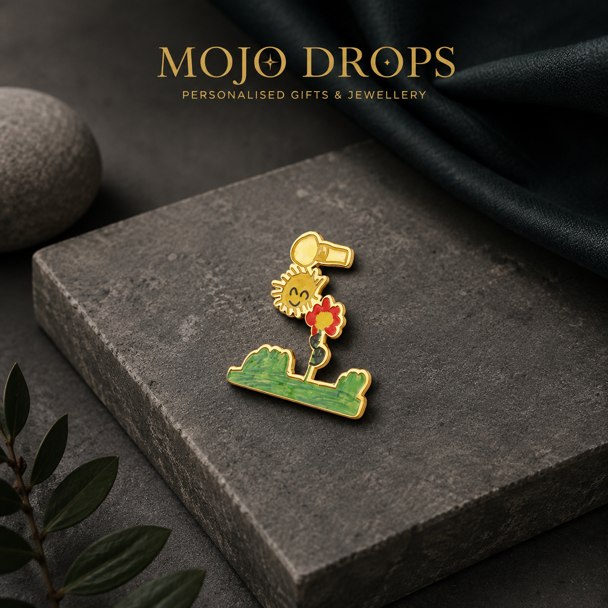 Custom Kids Drawing Enamel Garden Pin