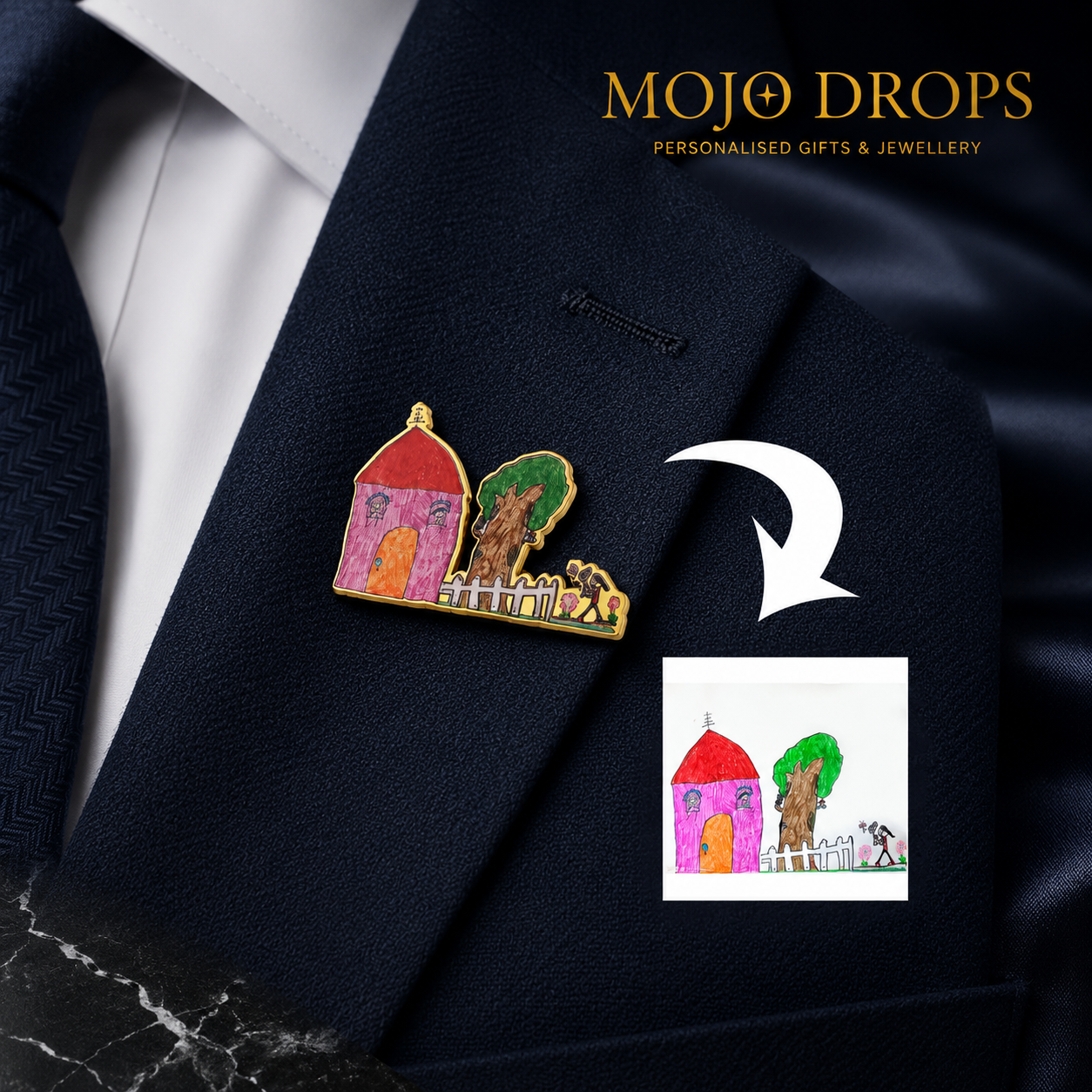 Custom Kids Drawing House & Nature Enamel Pin