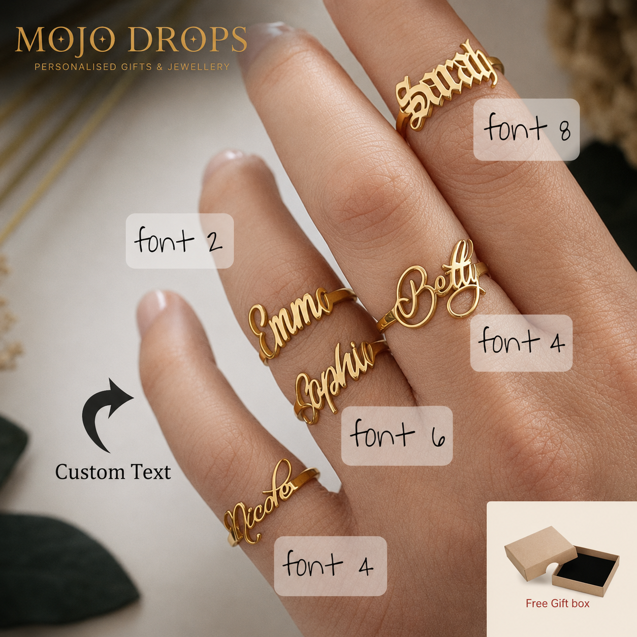 1 pc Custom Name Ring