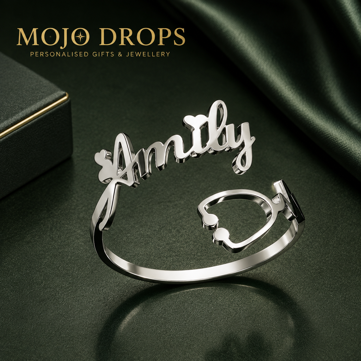 Customizable Stethoscope Heart Ring, personalized aesthetic jewelry for women, stainless steel DIY ring accessory, wellness accessory, Valentine’s Day gift.