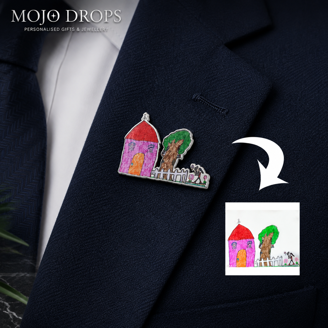 Custom Kids Drawing House & Nature Enamel Pin