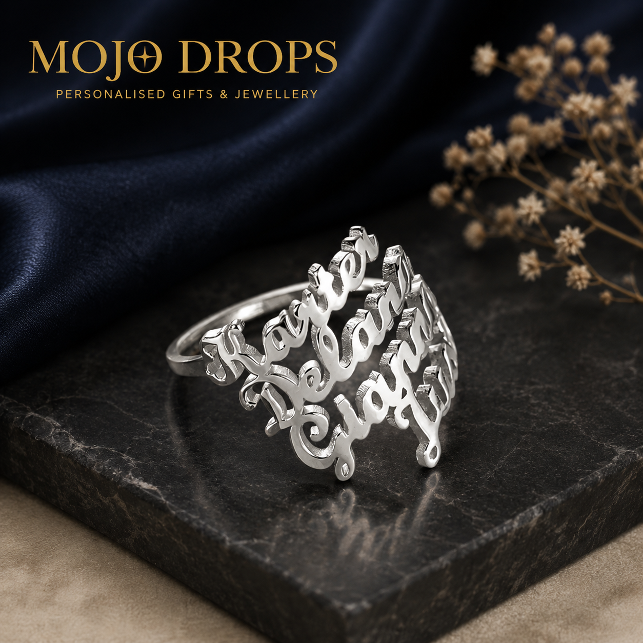 Unisex Custom 2-4 Person Name Ring, Gold Plated Stainless Steel Material, Dual Name Custom Jewelry, Best Friend/Couple/Party/Birthday/Christmas Gift