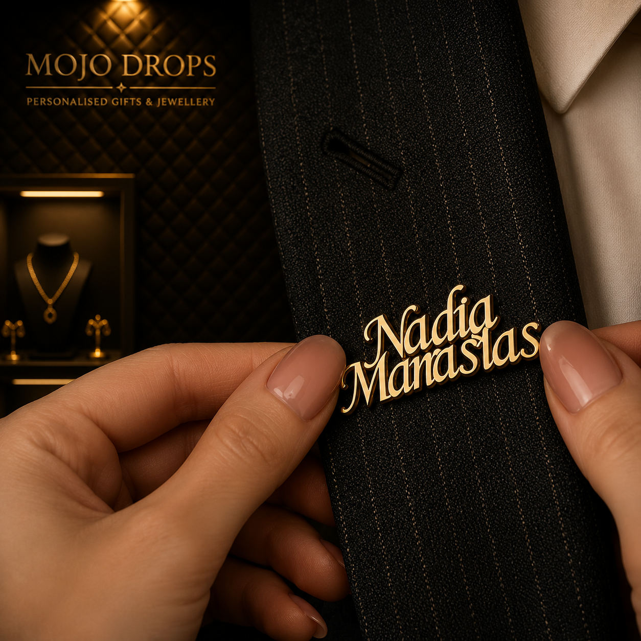 DB0451 Two-Line Name Brooch