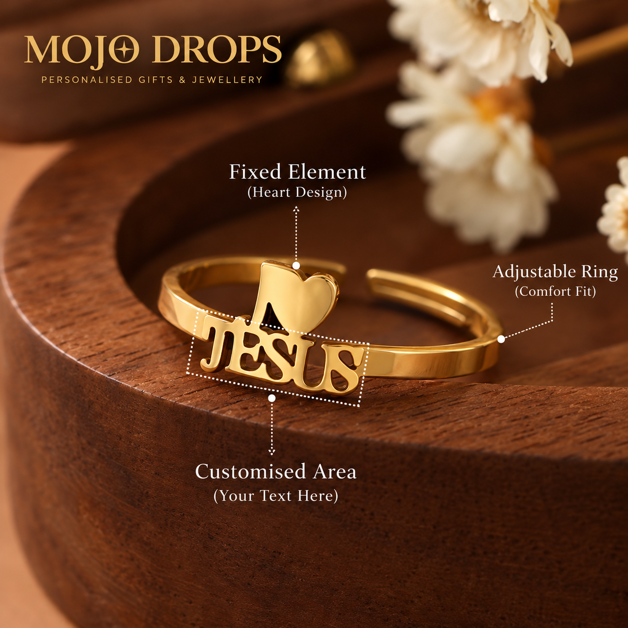 1 pc Women's Personalized Heart Name Ring, Custom Ring, Stainless Steel Ring, Adjustable Open Ring, Promise Ring, Engagement & Wedding Ring, Custom Fashion Jewelry Accessories, Valentine's Day Gift