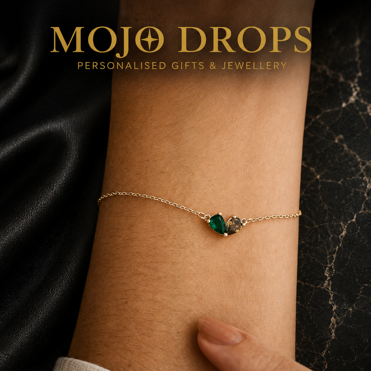Custom Double Diamond Birthstone Heart Pendant Bracelet, Mom Jewelry Gift, Elegant Waterproof Stainless Steel Bracelet for Valentine's Day & Mother's Day