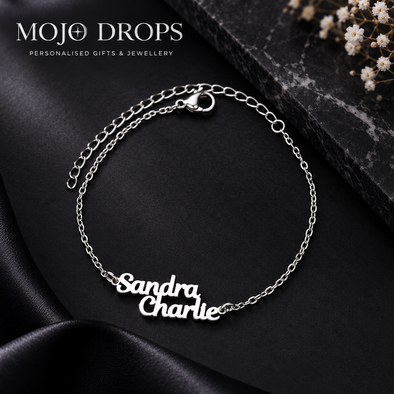 Women's Custom Dual Name Bracelet, Stainless Steel Material, Personalized Wrist Jewelry, Birthday Gift