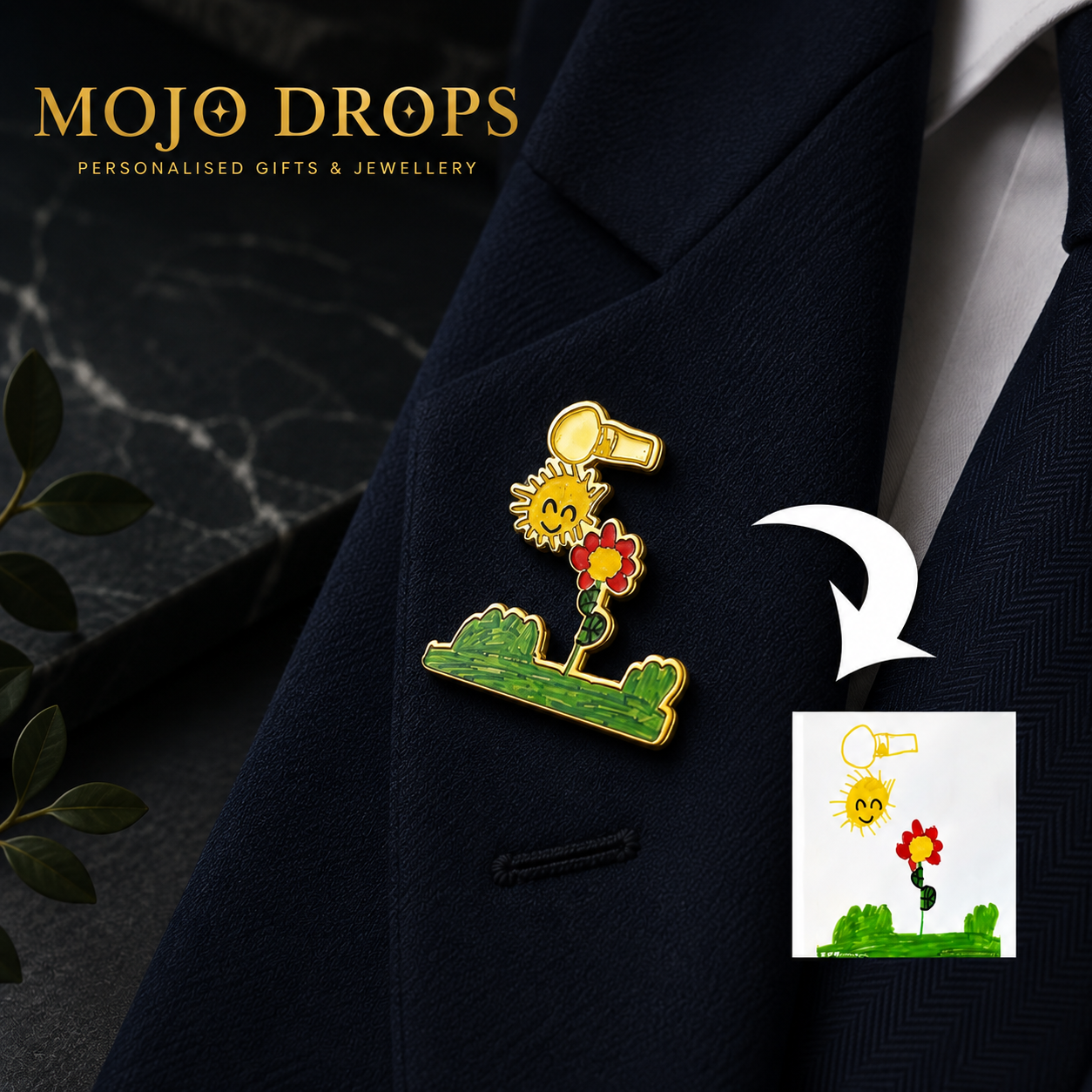 Custom Kids Drawing Enamel Garden Pin