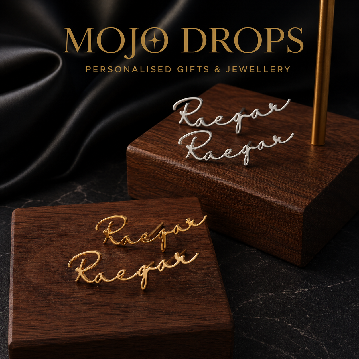 Pair of Custom Name Stud Earrings for Women