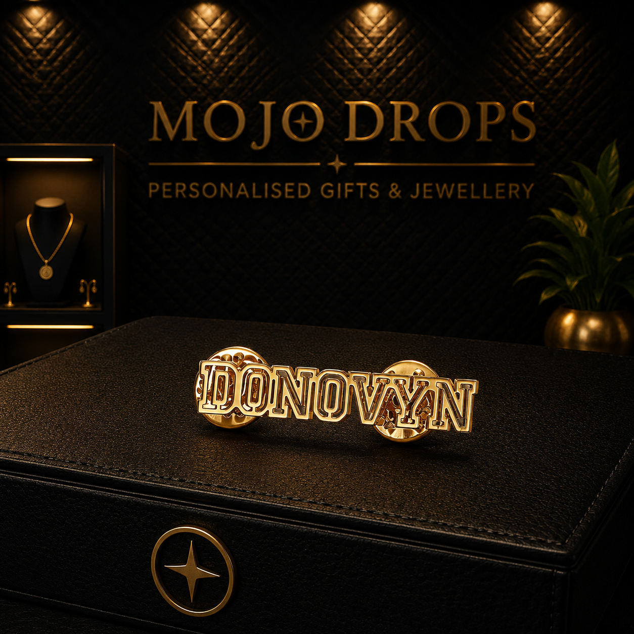 DB1572 Two-Button Hollow Name Brooch