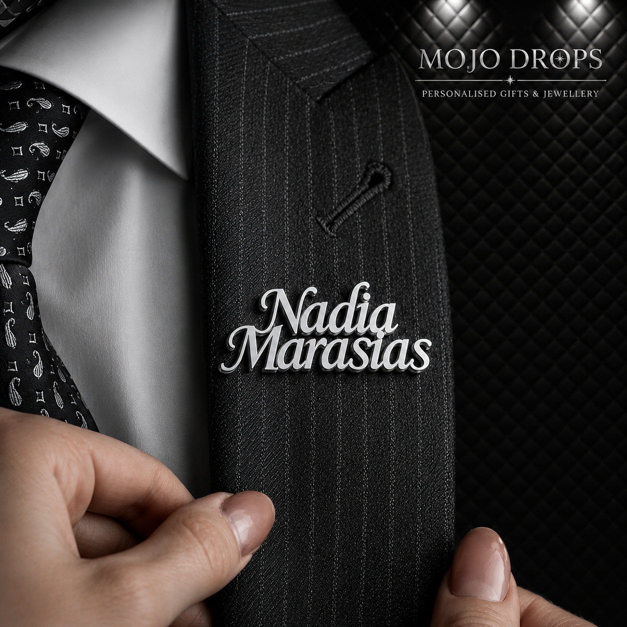 DB0451 Two-Line Name Brooch