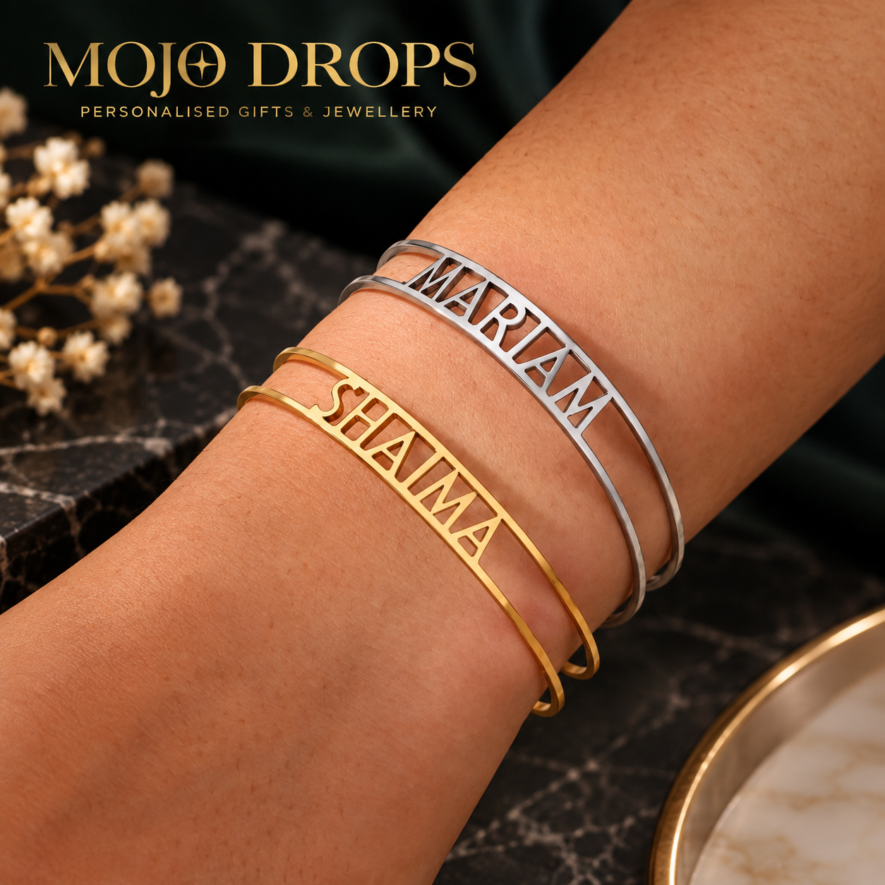 Women's Custom Name Bangle, Stainless Steel Material, Customizable Bangle/Open Bangle, Personalized Wrist Jewelry, Mom Gift, Jewelry & Watch, Seasonal Pick, Elegant Apparel