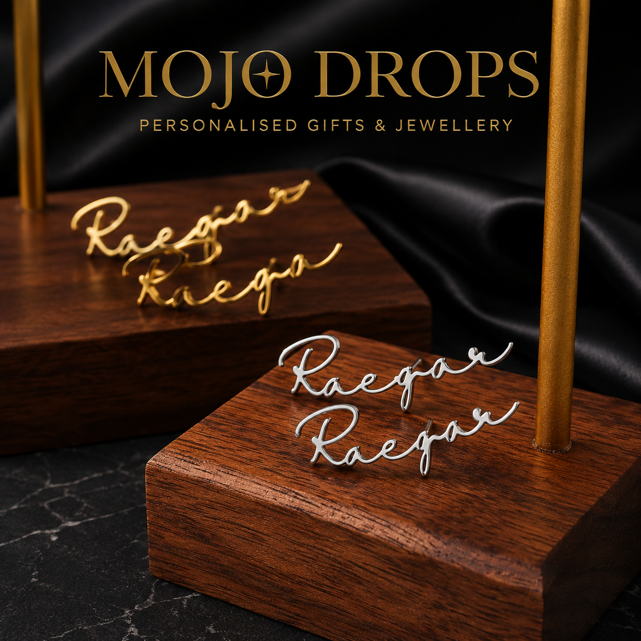Pair of Custom Name Stud Earrings for Women