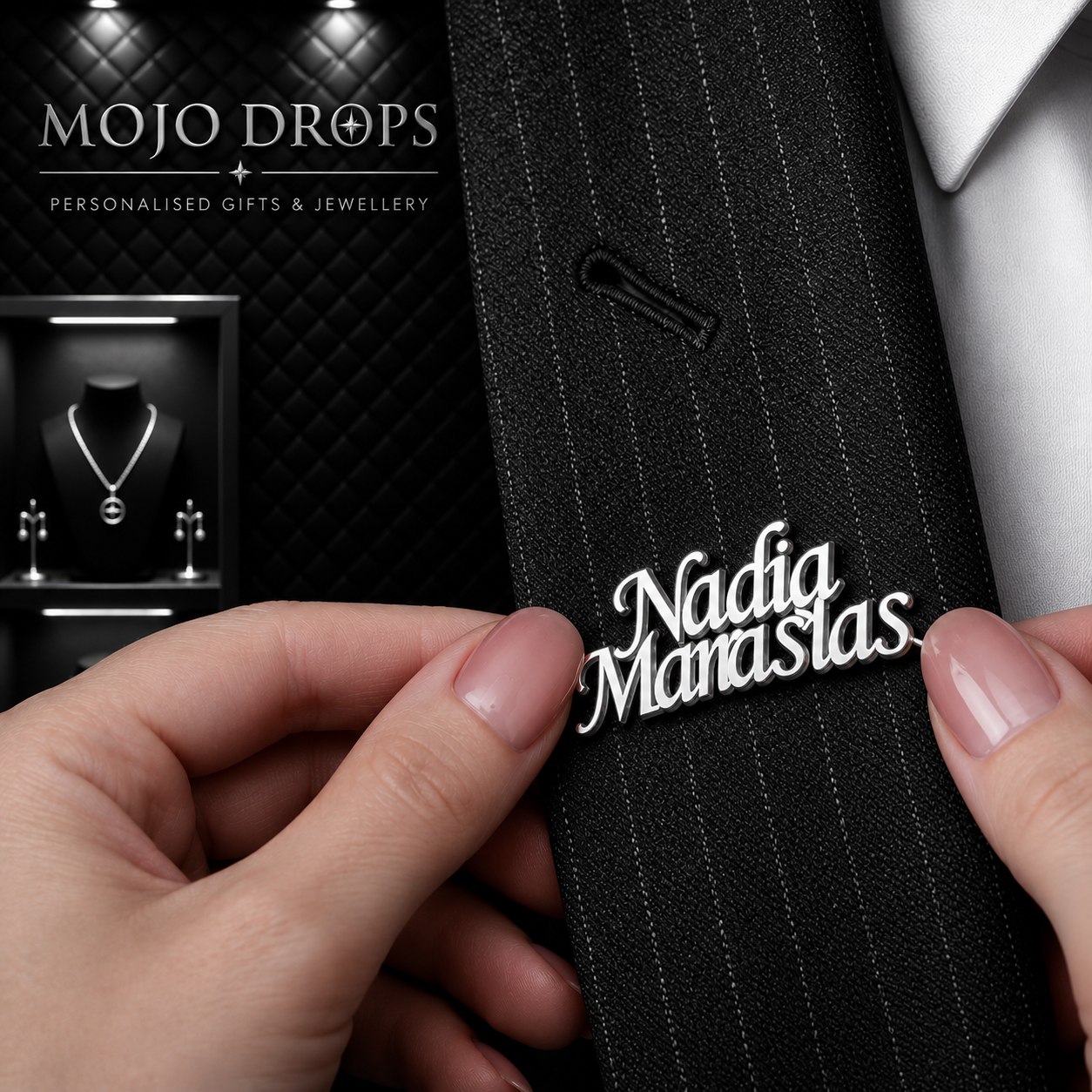 DB0451 Two-Line Name Brooch