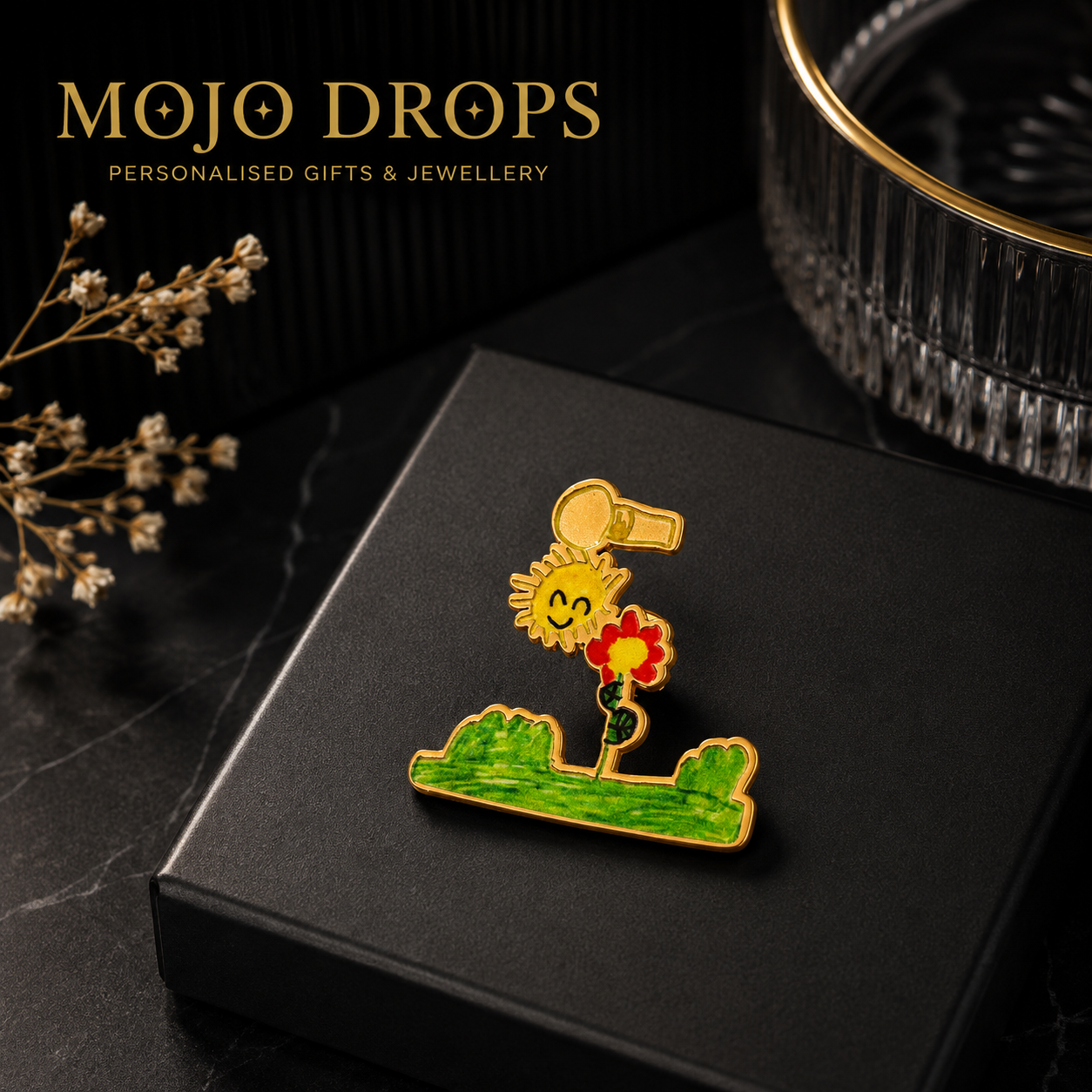 Custom Kids Drawing Enamel Garden Pin