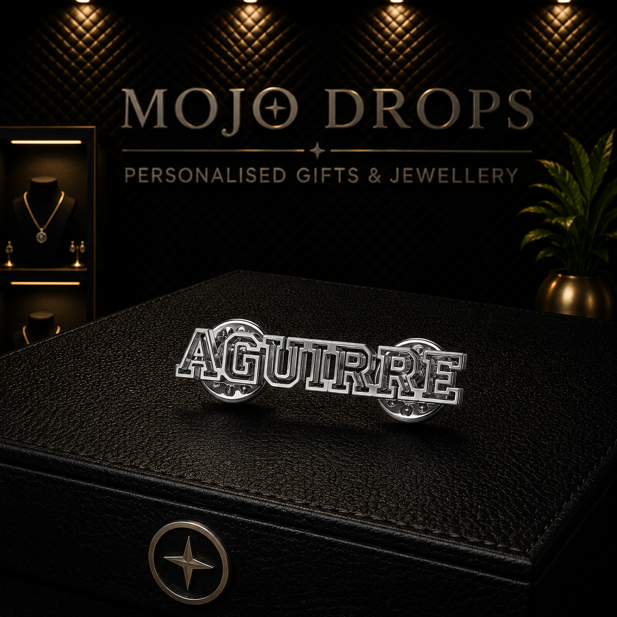 DB1572 Two-Button Hollow Name Brooch