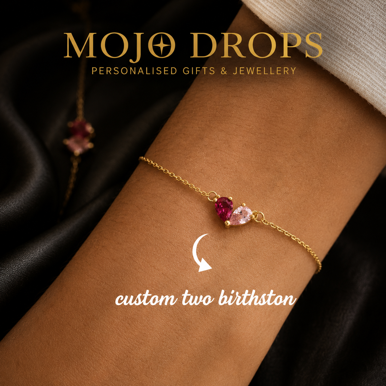 Custom Double Diamond Birthstone Heart Pendant Bracelet, Mom Jewelry Gift, Elegant Waterproof Stainless Steel Bracelet for Valentine's Day & Mother's Day