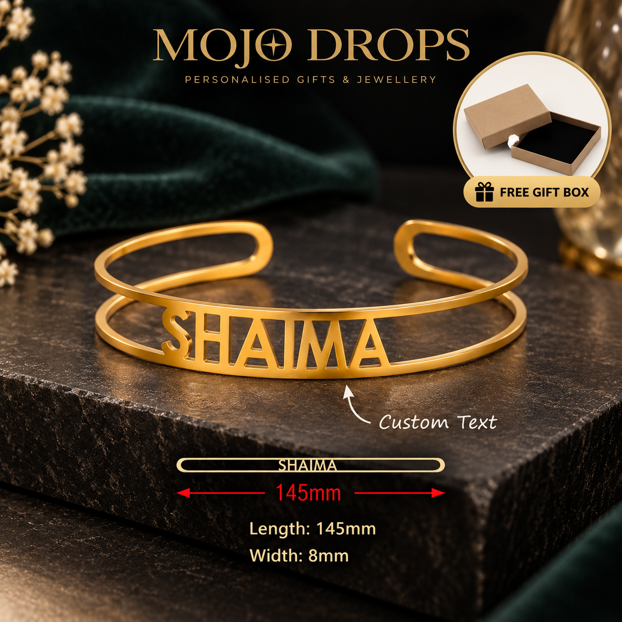 Women's Custom Name Bangle, Stainless Steel Material, Customizable Bangle/Open Bangle, Personalized Wrist Jewelry, Mom Gift, Jewelry & Watch, Seasonal Pick, Elegant Apparel