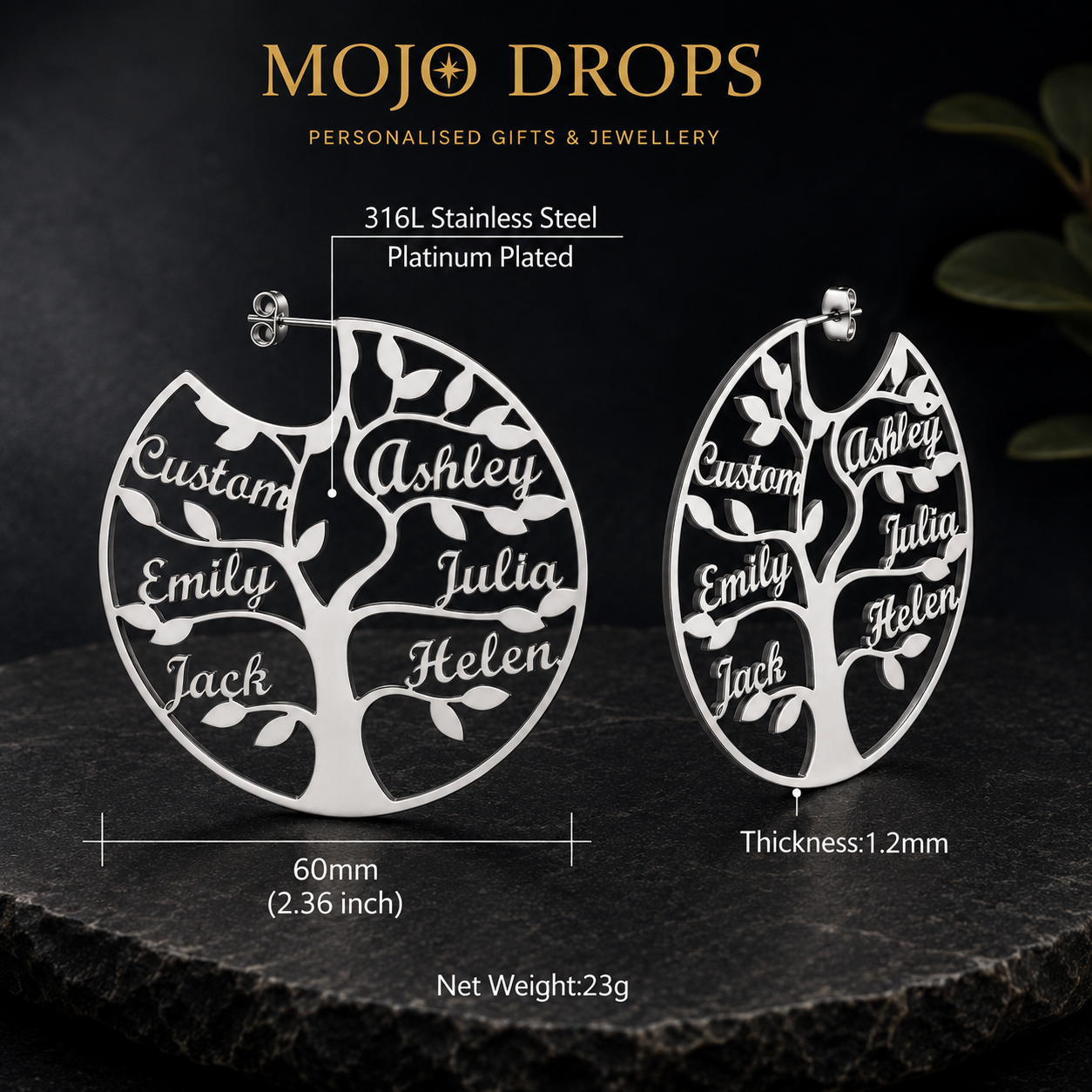 ED0646 Tree Circle Earrings