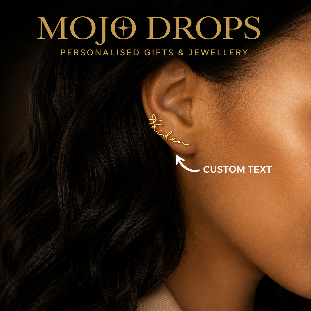 Pair of Custom Name Stud Earrings for Women