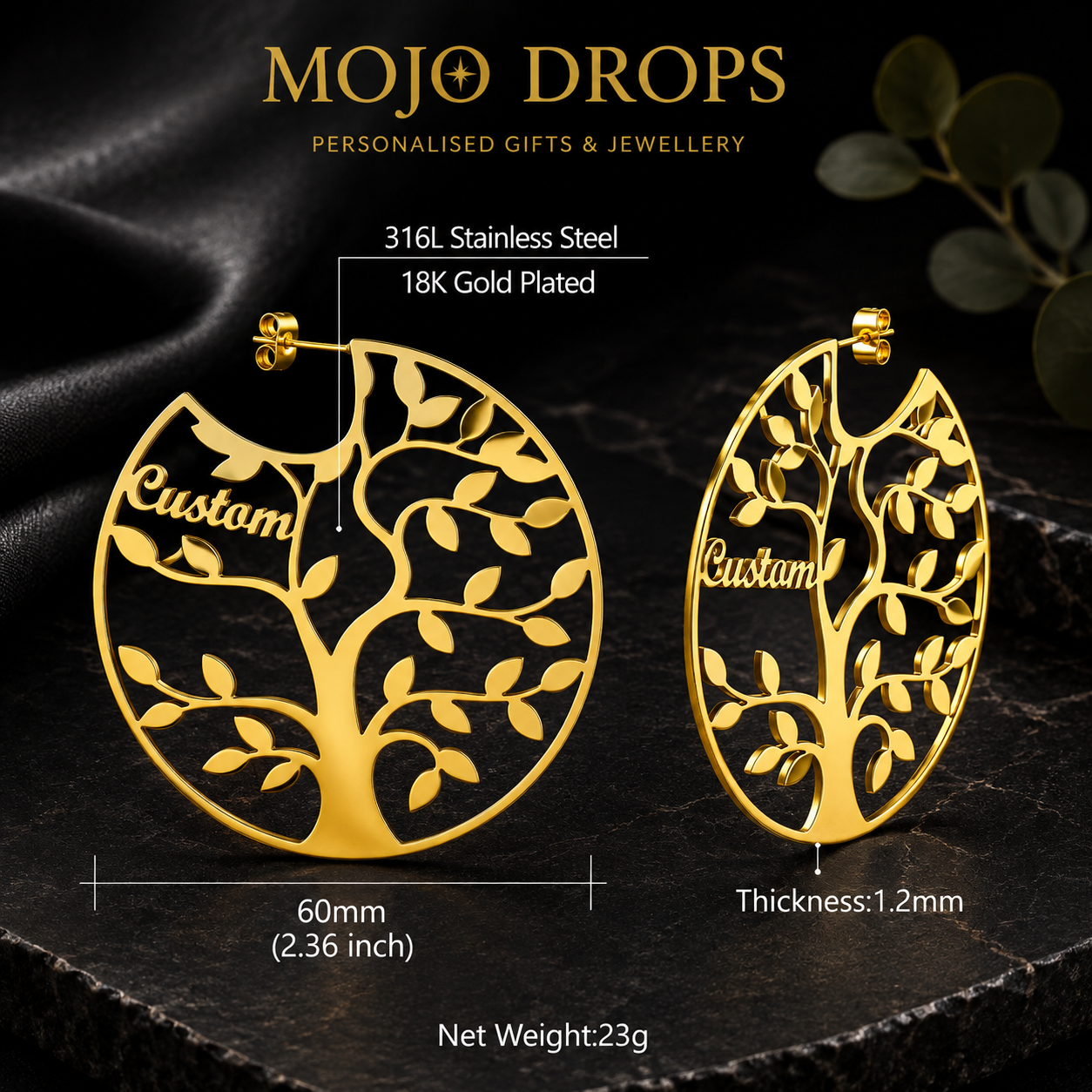 ED0646 Tree Circle Earrings