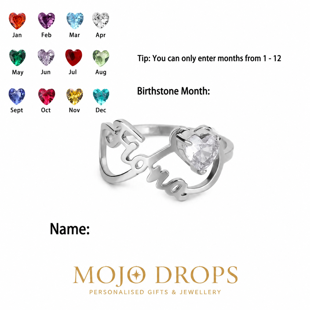JZD0774  Heart Gemstone Ring