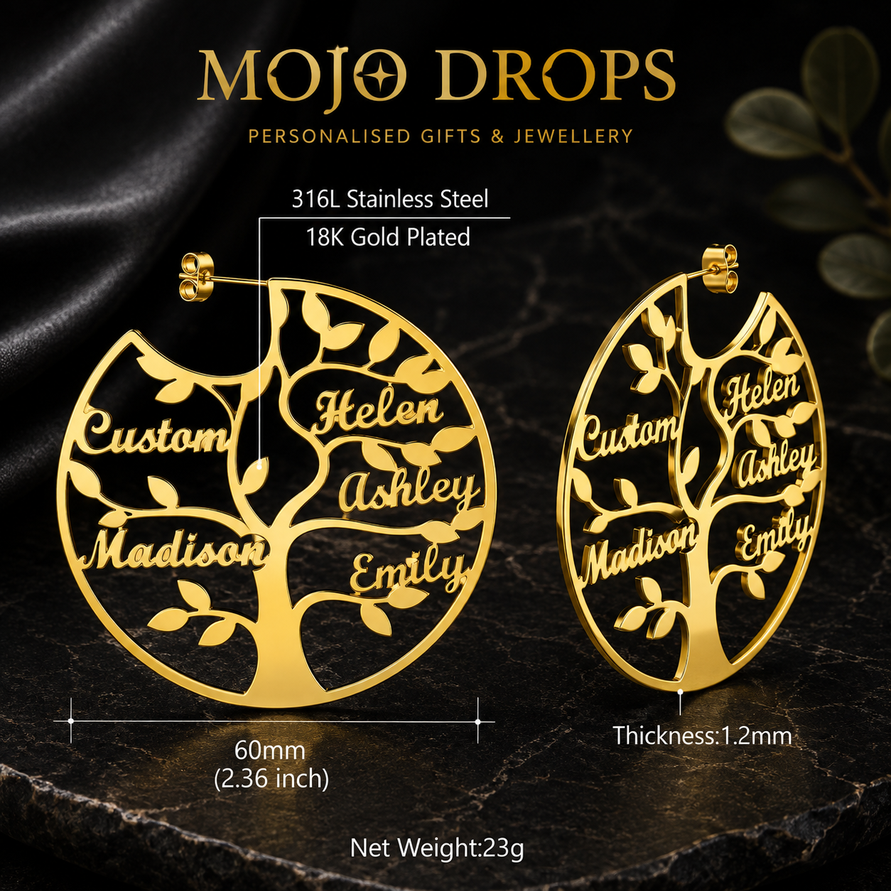 ED0646 Tree Circle Earrings