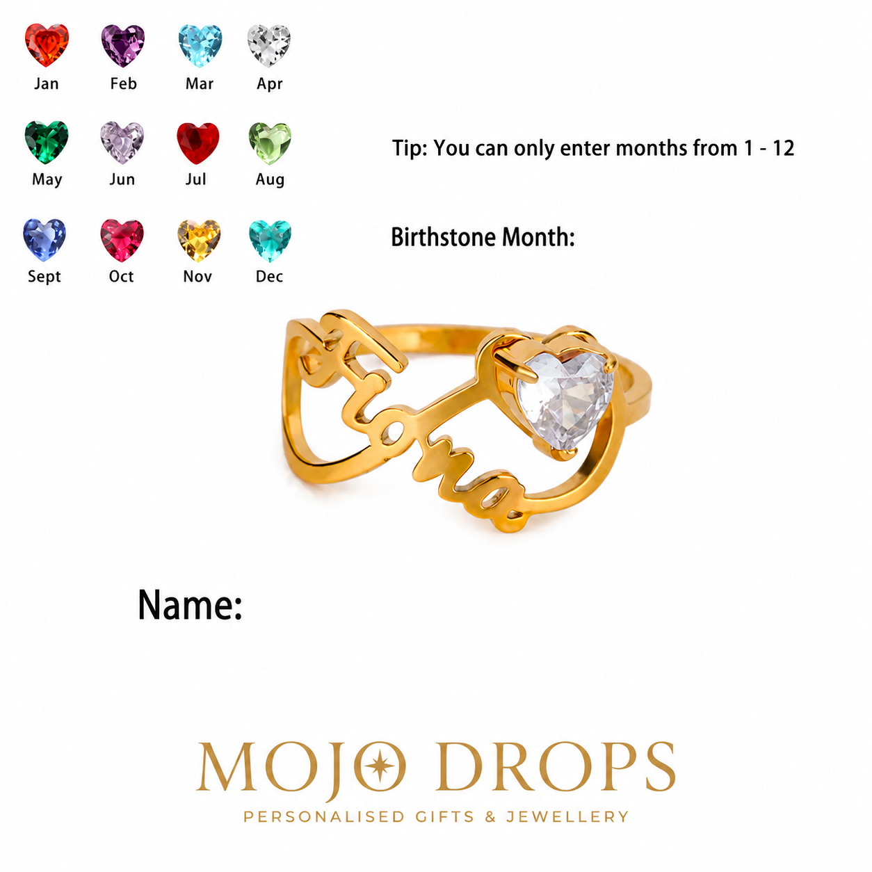 JZD0774  Heart Gemstone Ring